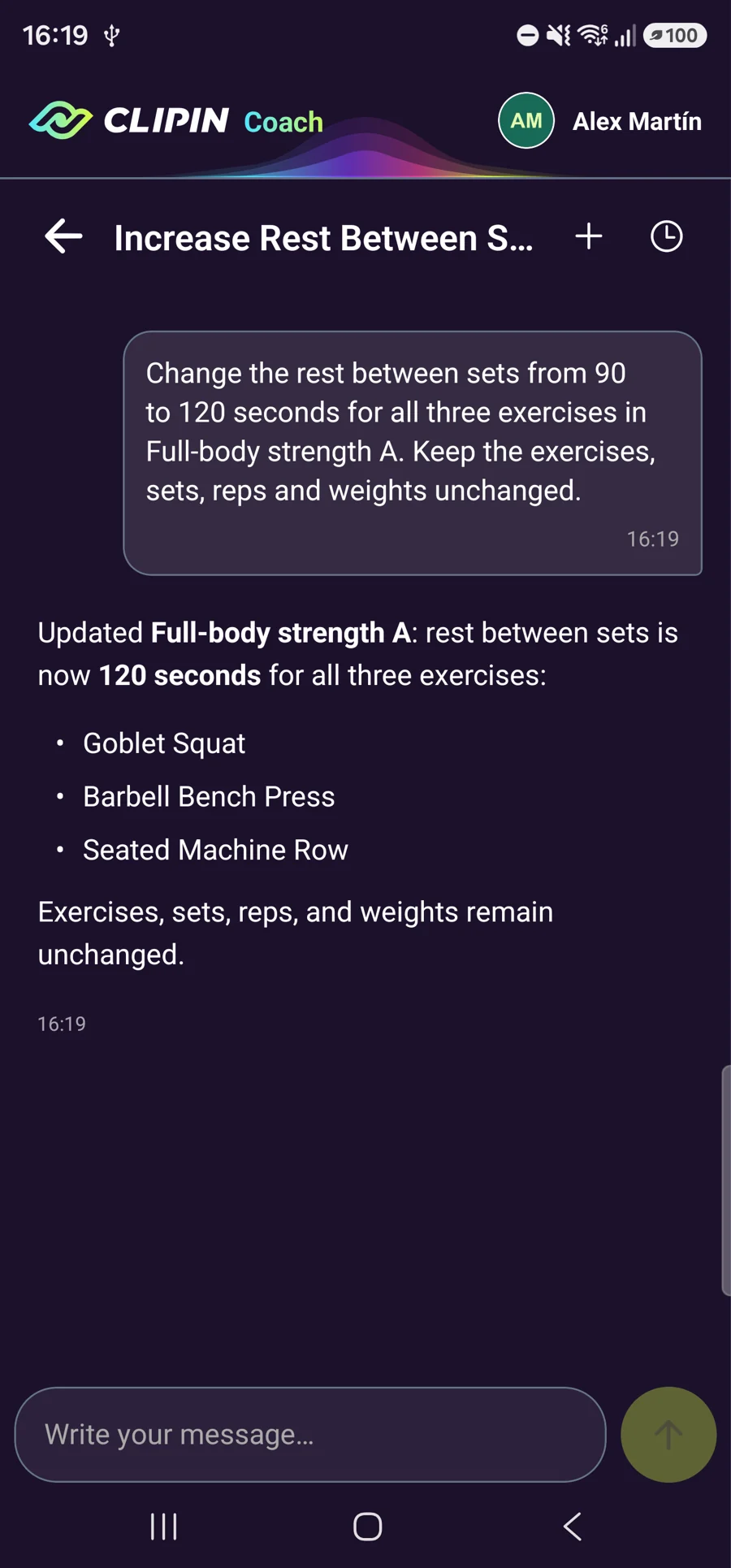 Real AI coach request and saved result