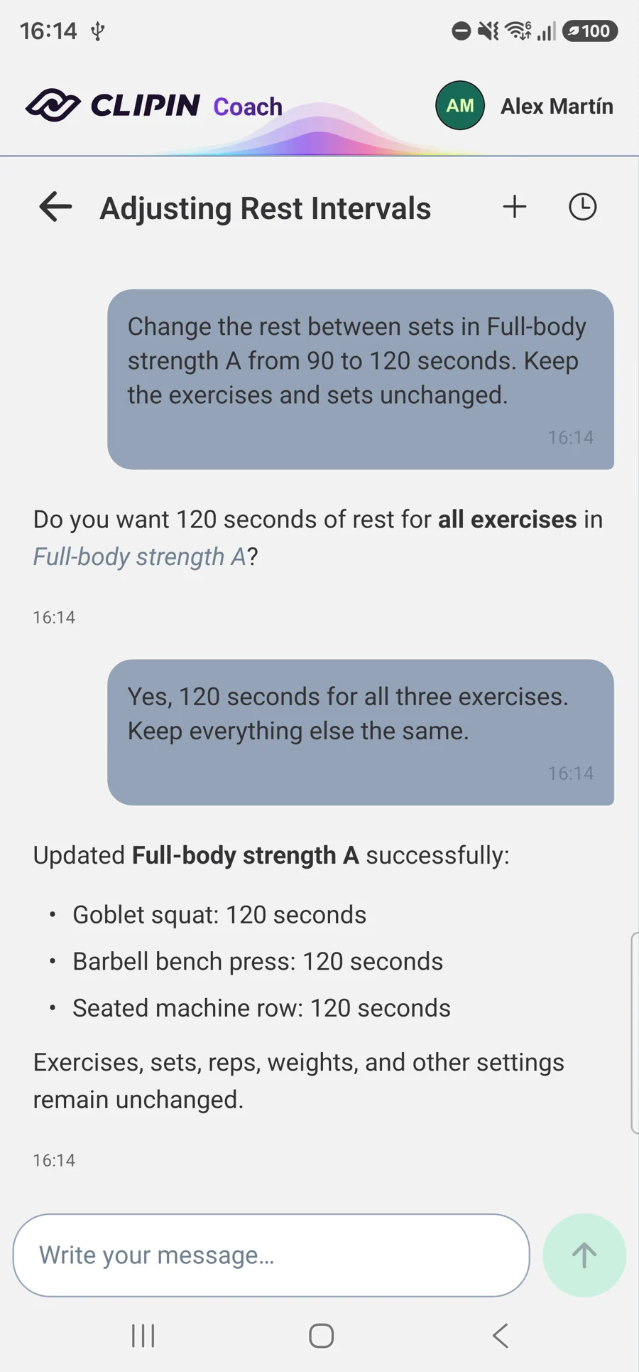 Real AI coach request and saved result