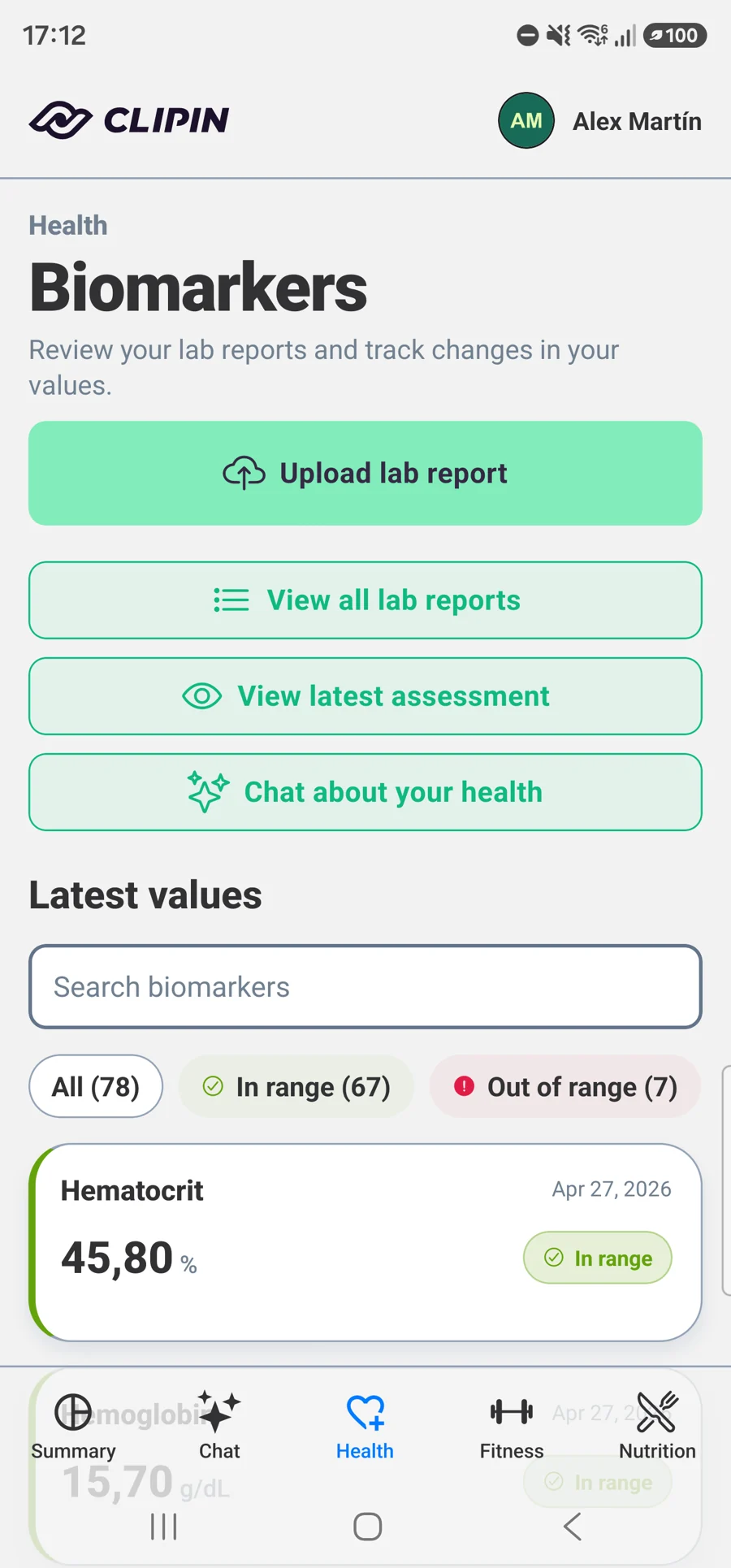 CLIPIN biomarker and lab report library