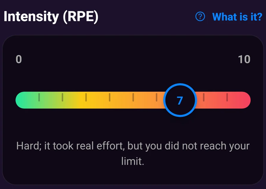 Perceived effort slider, RPE from 0 to 10
