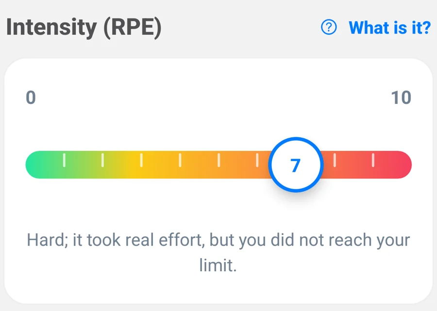 Perceived effort slider, RPE from 0 to 10