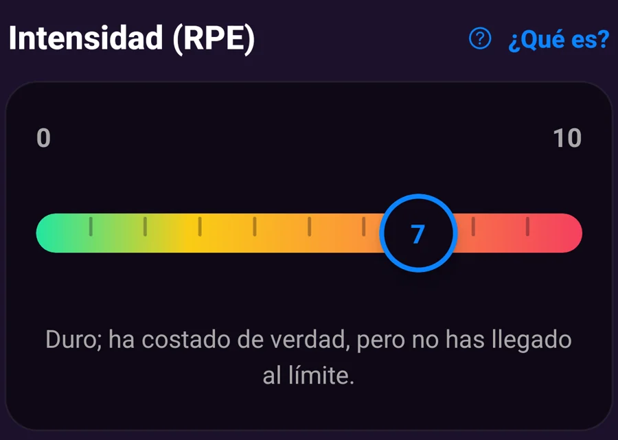 Control deslizante de esfuerzo percibido, RPE de 0 a 10