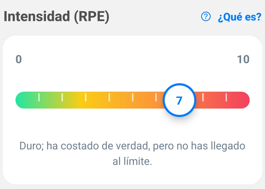 Control deslizante de esfuerzo percibido, RPE de 0 a 10