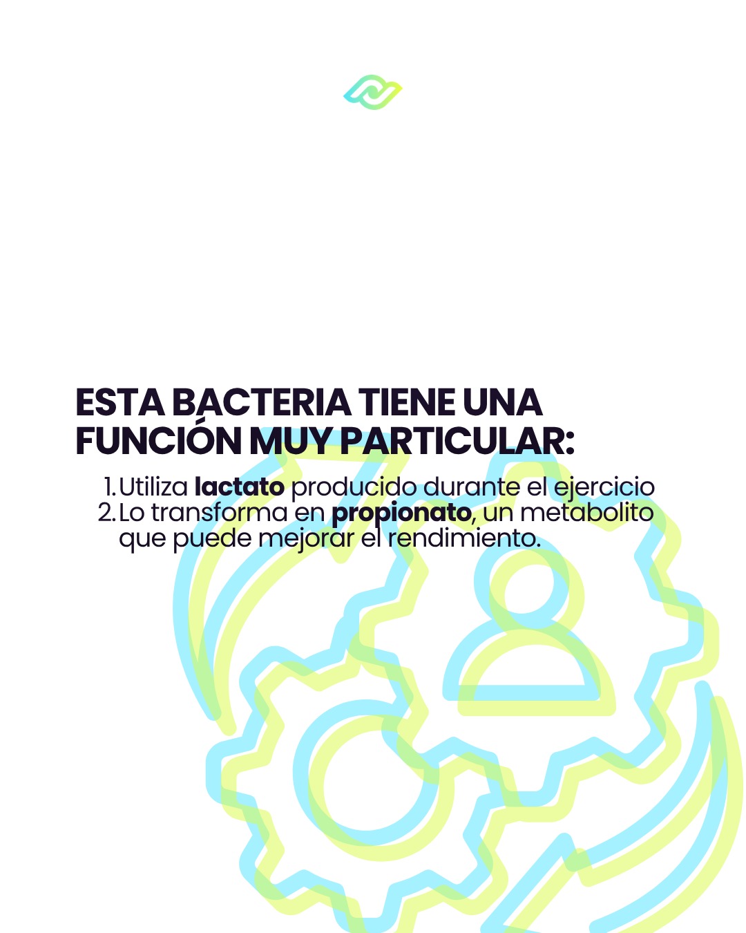 Icon of gears next to the process of converting lactate into propionate.